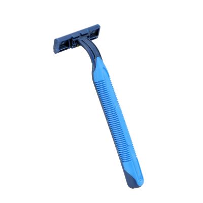 China Rubber Handle Twin Blade Twin Blade Hair Shaving Razor High Quality Disposable Razor With Trimmer for sale