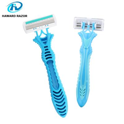 China Six Blade D623L Lady Shaver 6 Blade Rubber Handles Shaving Razor for sale