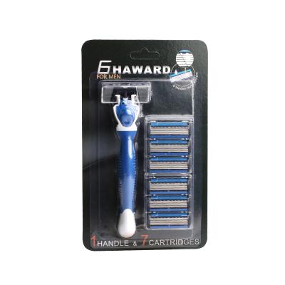 China Six Blade D631L 6 Blade Wholesale Private Label Haward Disposable Shaving Razors for sale