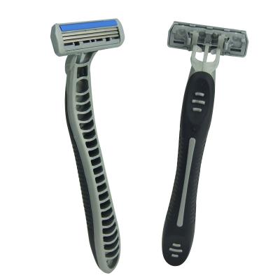 China Triple Blade Triple Blade D317L Sweden Stainless Blade With Lubricate Strip Head Swivel Triple Blade Razor for sale