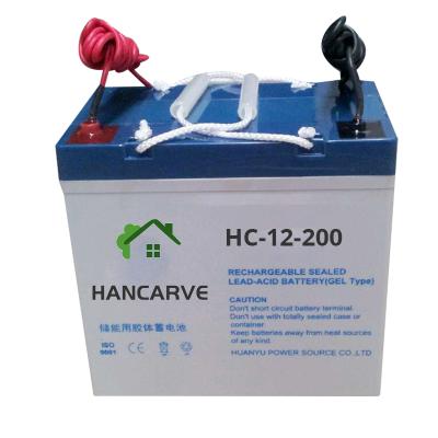 China Household appliances Hancarve 12v 100ah 150ah 200ah 250ah gel lead acid battery for solar system for sale