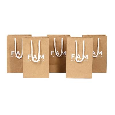 China Eco Friendly Recyclable Brown Kraft Custom Paper Shopping Bag With Handle Rope for sale