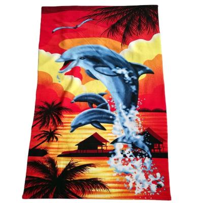 China Custom Compressed Cotton Beach Towel Digital Printing Soft 100% Cotton Beach Towels for sale