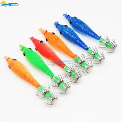 China Sea Fish Hook Simulation Luminous Realistic Squid Hook Shrimp Lures Artificial Jigging With Hook for sale