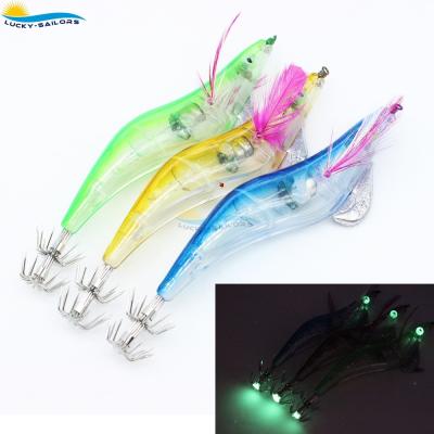 China Collecting Hard 2.5# Plastic Fish Shrimp Fishing Lure Jigs Glowing In Water LED Electronic Fishing Lure Shrimp for sale