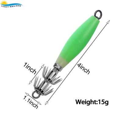 China Sea Fishing Fishing Fluorescent Squid Cuttlefish Sheath Jig Fishing Lure Bait Head Hook Octopus Lure Luminous Glow in Dark Hook for sale