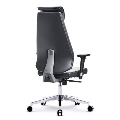 China Adjustable (height) Special Design Office Leather Chair With Metal Base High Back Executive Swivel Desk Chair for sale