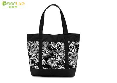 China Beach Black 300 Denier Polyester Tote Bags Waterproof Silk Screen Printing for sale