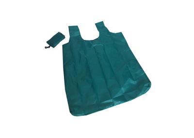 China Teal Portable Folding Tote Bag 190T Polyester Fold Up Reusable Shopping Bags for sale