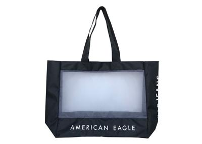 China Black White Two Tone Mesh 600 Denier Polyester Tote Bag Environmental Friendly for sale