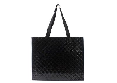 China Reusable Water Resistant Laminated Tote Bags Black Diamond Pattern European Style for sale