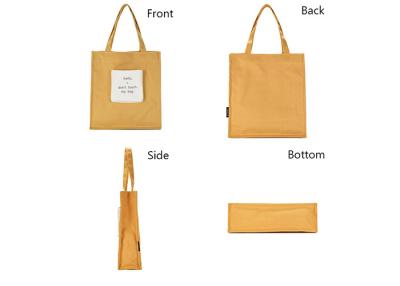 China Yellow 12A Washable Canvas Shopping Bags With Magbetic Snap Front Pocket for sale