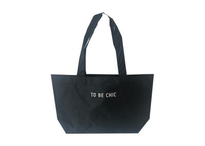 China Custom Black 300D Polyester Reusable Bags With PU Backing And Inside Drawstring for sale