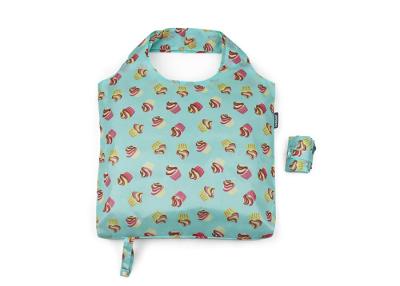 China Eco Big Capacity Fold Up Tote Bag Green Cute Cup Cake Printing Branded for sale