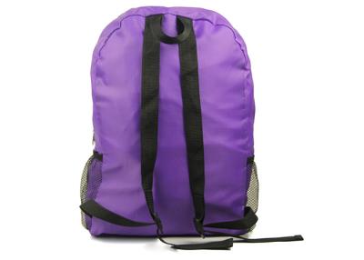 China Purple Waterproof Folding Backpack Purse Main Front Inner Side Package for sale