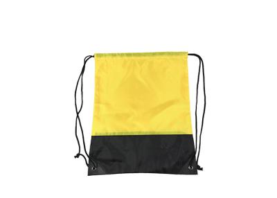 China Sport Custom Nylon Drawstring Backpack Eco Friendly Black Yellow Two Color for sale