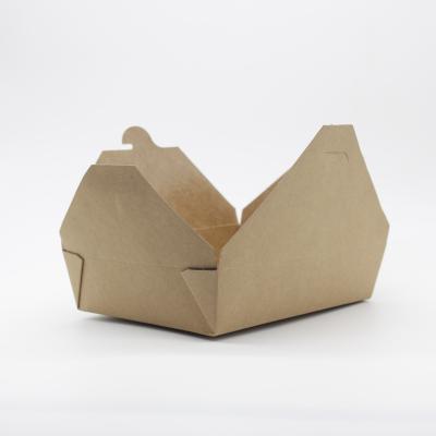 China Recyclable Disposable Dessert Container Kraft Paper Lunch Box For Fast Food Packaging Take Away Food Container Paper Boxes for sale