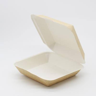 China Biodegradable Materials Clamshell Container Compostable Packaging Square Recycled Food Takeout Box for sale