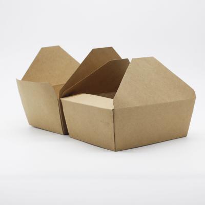 China Recycled Materials Kraft Paper Take Away Packaging Food Container Brown Lunch Box for sale