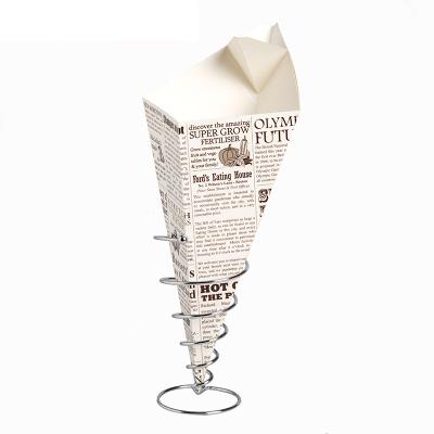 China Oil And Oil Resistant Waterproof French Fries Paper Cone With Sauce Container Paper Cone For French Fries for sale