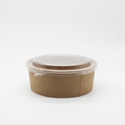 China 100% Biodegradable Eco Friendly Brown Kraft Paper Disposable Salad Bowl With Lid for sale