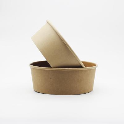 China Pulp Fiber Kraft Paper Salad Bowl Recyclable Biodegradable Bamboo Food Bowl With Plastic Lid for sale