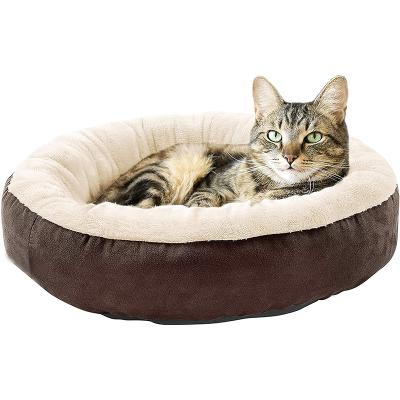 China Pet Cooling Accessories Bed Cheap Fluffy Washable Soft Comfortable Round Dog Cat Bed for sale