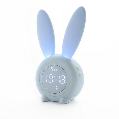 China Cute Calendars Alarm Clock USB Charging Led Light Baby Kids Silicone Lamp Rabbit Sleep Trainer Cartoon Alarm Clock Kids Sound Animal for sale