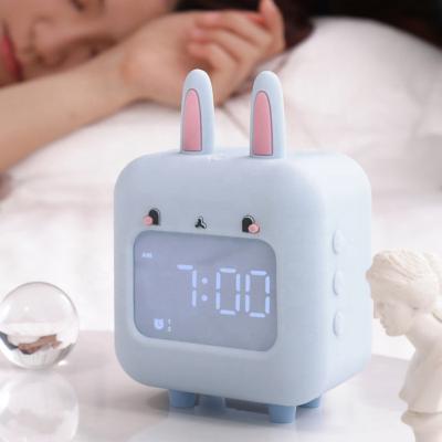 China Home Calendars Led Digital Wake Up Light Sunrise Kids Toys Learning Naughty Singing Rabbit Music Alarm Clock for sale