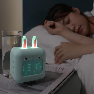 China Antique Cute Cute Rabbit Table Style USB LED Alarm Clock Desktop Digital Display Wake Up Light Music Clocks for Kids Bedroom for sale