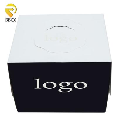 China Custom Logo Recyclable Wholesale Custom Logo Muffin Cake Packaging Art Paper Box With PVC Window for sale