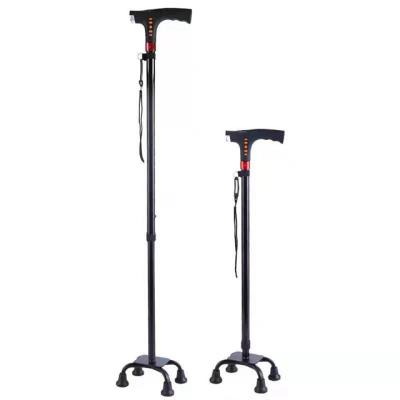 China Hot Sale China Suppliers Convenient Medical Equipment LED Walking Cane With FM Radio And Alarm With Four Legs for sale