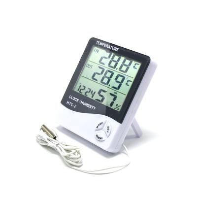 China Weather Station Clock Thermometer Hygrometer Temperature Humidity HTC-2 Indoor Outdoor for sale