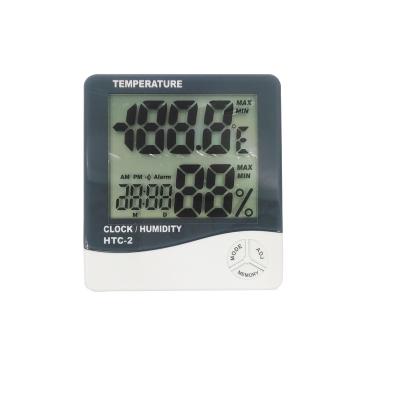 China Weather Station Clock Thermometer Hygrometer Temperature Humidity HTC-2A Indoor Outdoor for sale