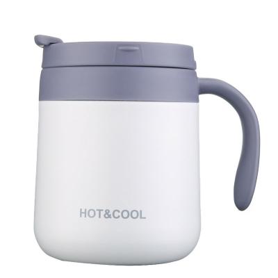 China Viable Round Basing 304 Stainless Steel Thermos Mug With Handle Water Cup Office Tea Infuser Cup Coffee Mug for sale