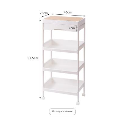 China Multi-Layer Dustproof Wooden Bathroom Kitchen Drawer Toilet Pitched Cosmetics Storage Rack Trolley for sale