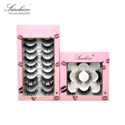 China 0.01 USD durable 1 tinner mink lashes 2021 tapered eyelashes 10 pairs 5 pcs lashes natural lips model pale pink paper case sellers for sale