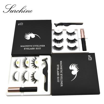 China Durable Customized Waterproof Magnetic Wicks Synthetic Magnetic Eyelashes With Tweezers Silk 10 Magnets Wicks for sale