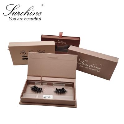 China Hot Sale USA Goods 2021 Pre Cut False Mink 3d False Eyelashes Natural Short Lash Half-Cut Half Eyelashes With Light Brown Nude Lash Boxes for sale