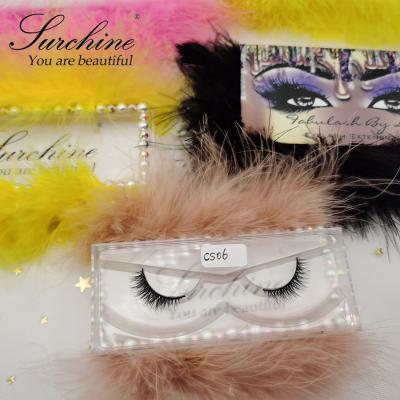 China USA Wholesale Durable Faux Mink Short Tapered Natural Half Lashes Accent Corner Eyelash With Lashbox Furry Luxury Fluffy Packaging Boxes for sale