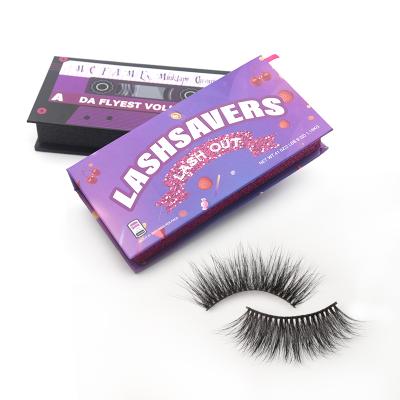 China Goods create your own brand eye lashes natural real mink eyelash 3d fluffy tapered lashes wholesale for sale