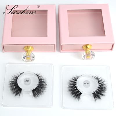 China Durable/Reusable/Washable/Waterproof Qingdao Mink Eyelash By Real Mink Glitter False Eyelashes Bulk Thin Tapered Natural Style With Private Custom Box Packing for sale