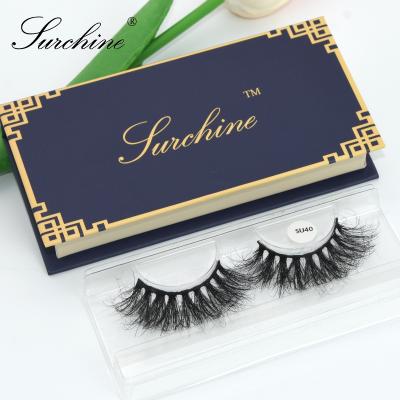 China Best Quality 100% Durable Faux Mink 25mm Private Label Lashes Fluffy Lashes Bulk Sale With Dark Blue Open Box Customized 1 Pair Lashes for sale