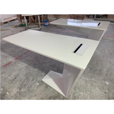 China (Size) Adjustable European Style I Shape Light White Office Furniture Small Space for sale