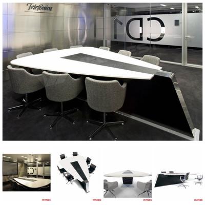 China Design Adjustable Special High-end Artificial Stone 8-10 Person (Height) Glossy Executive Board Conference Table for sale