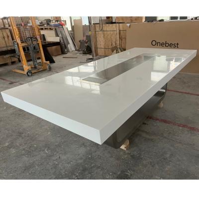 China (Size) Modern Design Adjustable Height Shape Multimedia Outlets Conference Solid Outdoor Rectangular Meeting Table Customized for sale