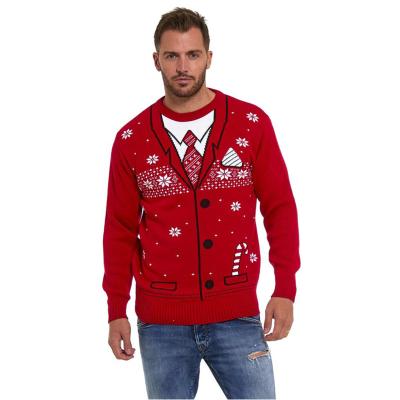 China 2021 Hot Sale Anti-Wrinkle 2021 Men's Ugly Lapel Long Sleeve Christmas Sweater Men's Ugly Christmas Sweater for sale