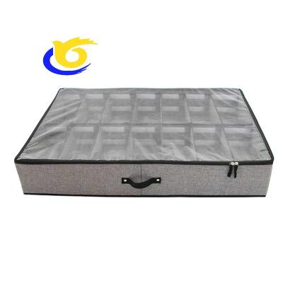 China Sustainable Reusable Under Bed Storage With Folding Lid Fabric Under Bed 14 Grids Shoe Storage Organizer for sale