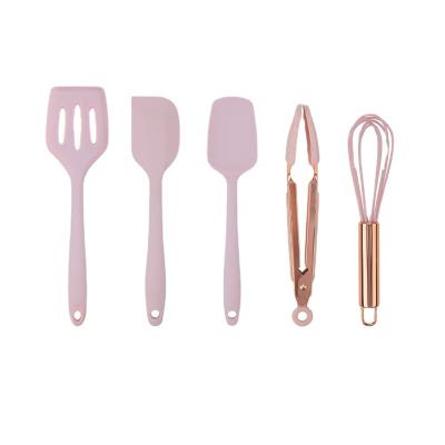 China Sustainable Silicone Holder and Baking Tool Kit in Pink with Rose Gold Plating for Kids for sale