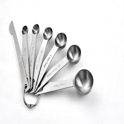 China Sustainable 7 Piece Stainless Steel Doser Set Seasoning Spoons For Kitchen Cooking for sale